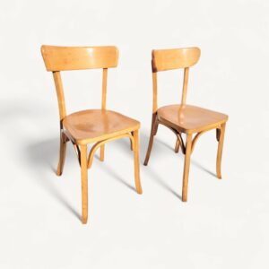 Paire de chaises bistrot vintages chêne doré 06