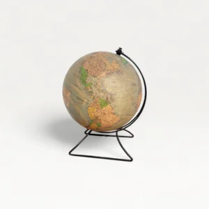Ancien globe terrestre mappemonde rétro éclairé verre et papier 01