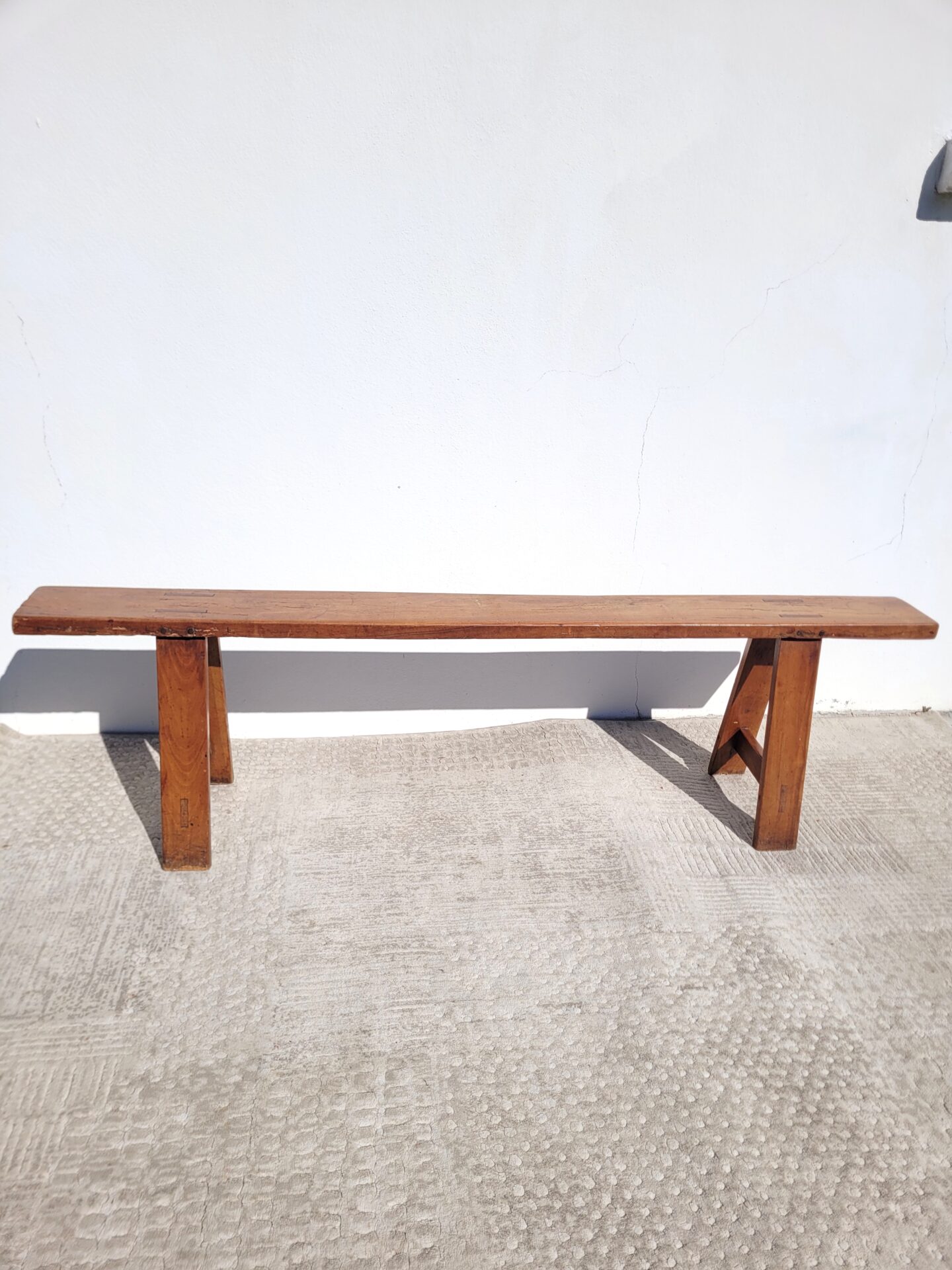 Banc ancien en bois massif 167cm 02