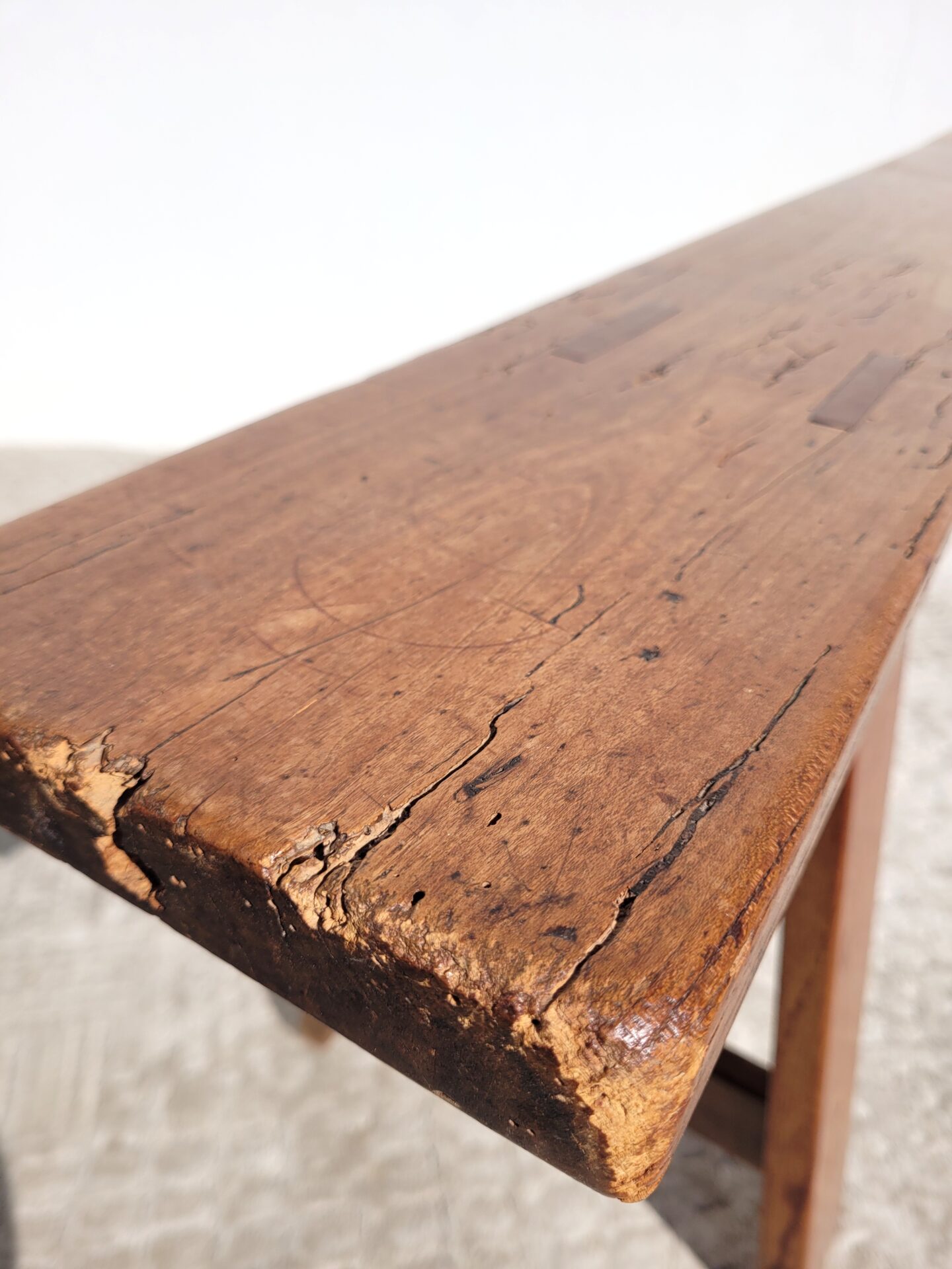 Banc ancien en bois massif 167cm 04