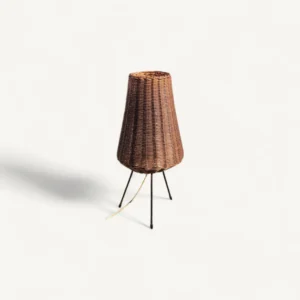 Lampe tripode et rotin années 50 01