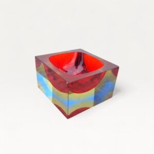 Cendrier Bloc Murano Sommerso Rouge & Ambre 06