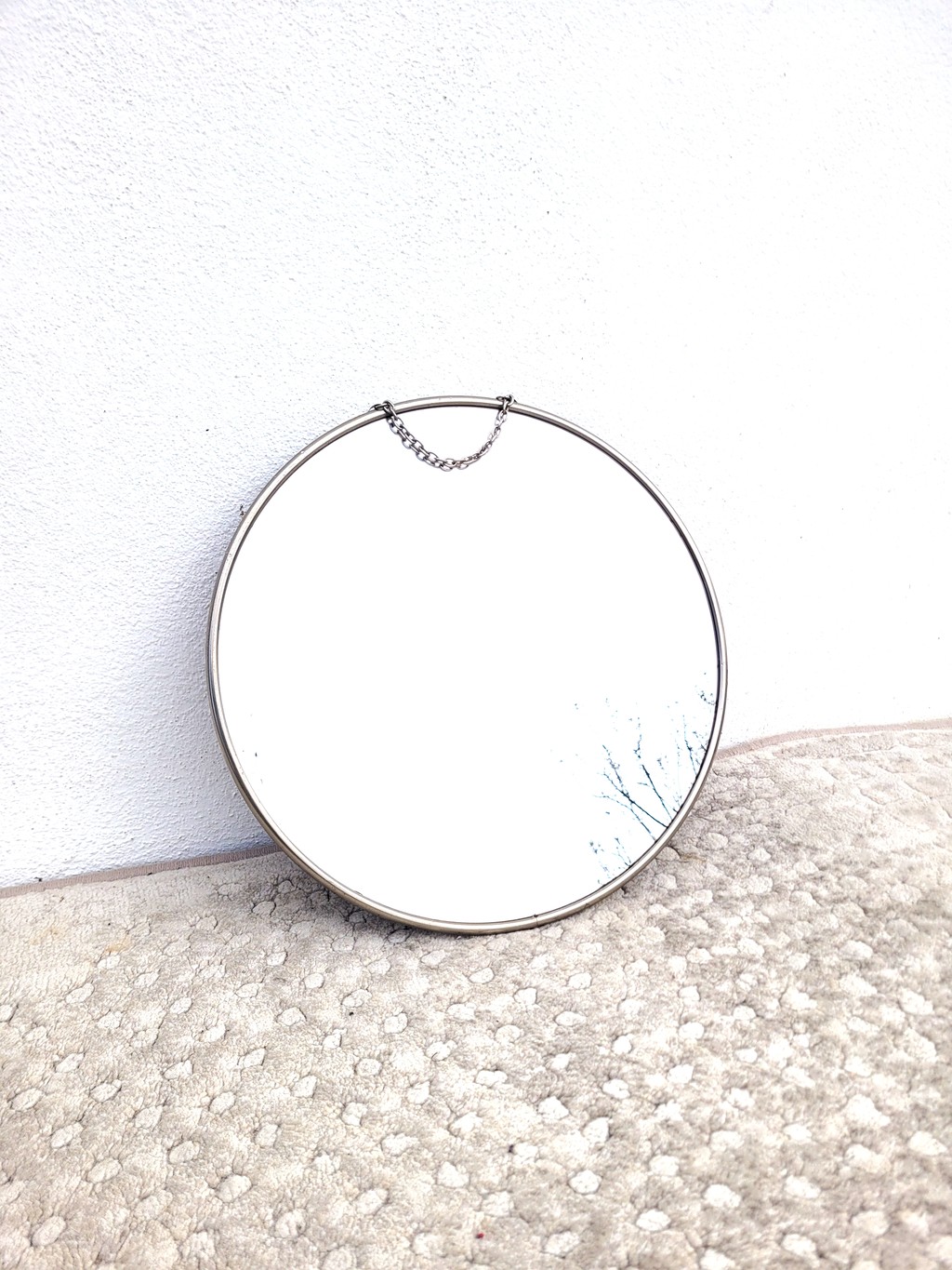 Miroir barbier rond vintage 28cm 01