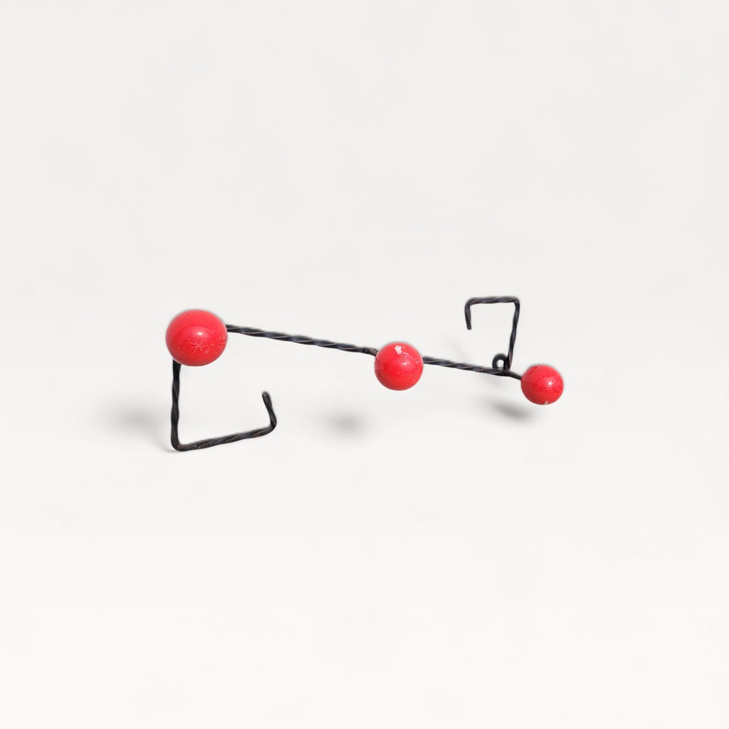 Porte manteaux boules vintage rouge 06