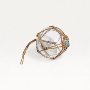 Ancien flotteur de pêche en verre soufflé transparent 10cm 01