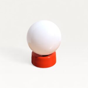 Petite lampe boule vintage opaline et base orange 01