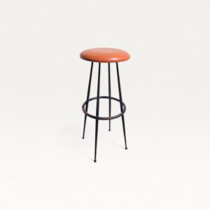 Tabouret haut vintage en similicuir fauve 07