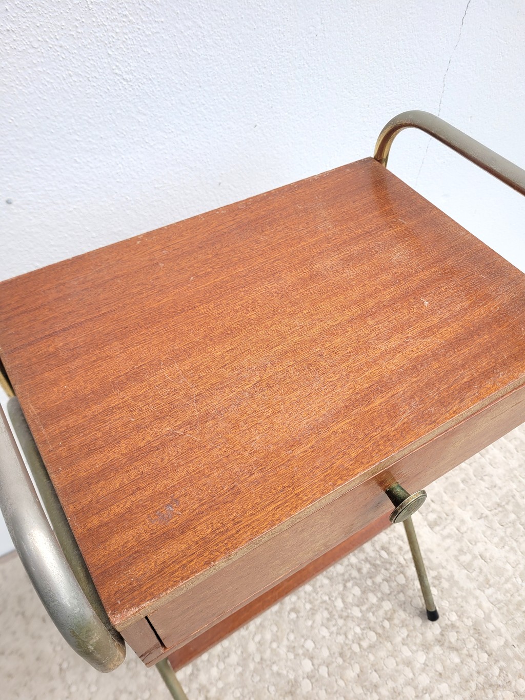 Chevet porte téléphone vintage bois et métal 05