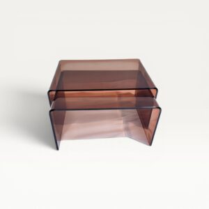Paire de tables gigognes en plexiglas fumé vintage 07