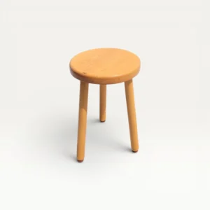Tabouret tripode en hêtre vernis vintage 06