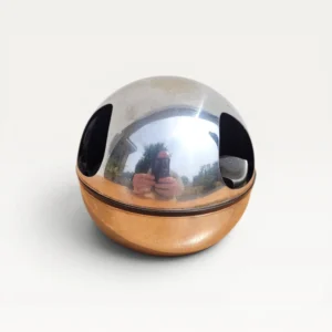 Cendrier boule en inox vintage années 70 06
