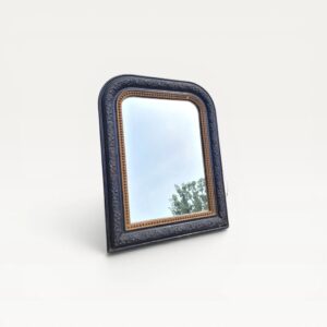 Miroir ancien style Napoléon III noirci et frise perlée 42x55cm 06