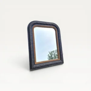 Miroir ancien style Napoléon III noirci et frise perlée 42x55cm 06