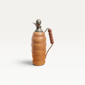 Bouteille thermos vintage en bois tourné signée T Ergök 07