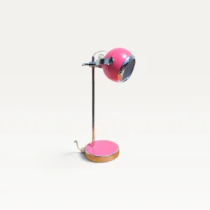 Lampe de bureau Eyeball rose et chromée 05