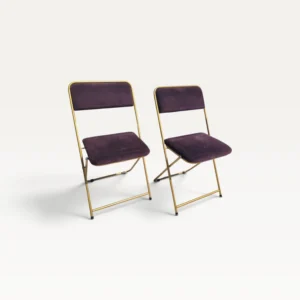 Lot de 2 chaises pliantes Lafuma en velours marron Années 70 09