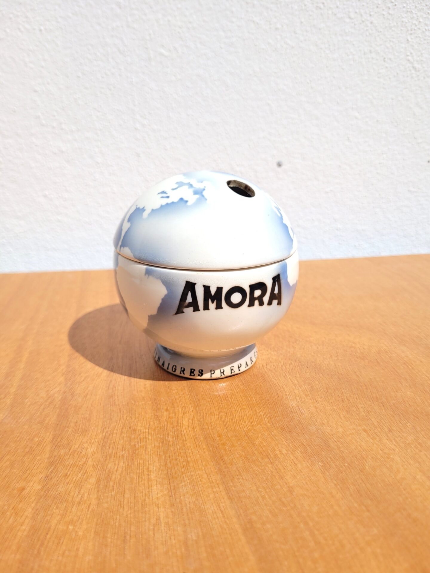 Moutardier publicitaire Amora en faïence de Digoin 06