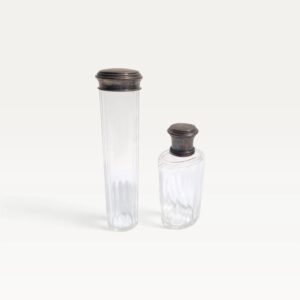 Lot de 2 flacons de voyage vintage en verre et métal argenté v2 01