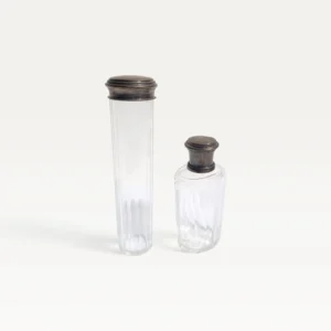 Lot de 2 flacons de voyage vintage en verre et métal argenté v2 01