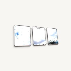 Miroir de barbier triptyque vintage blanc 01