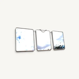 Miroir de barbier triptyque vintage blanc 01