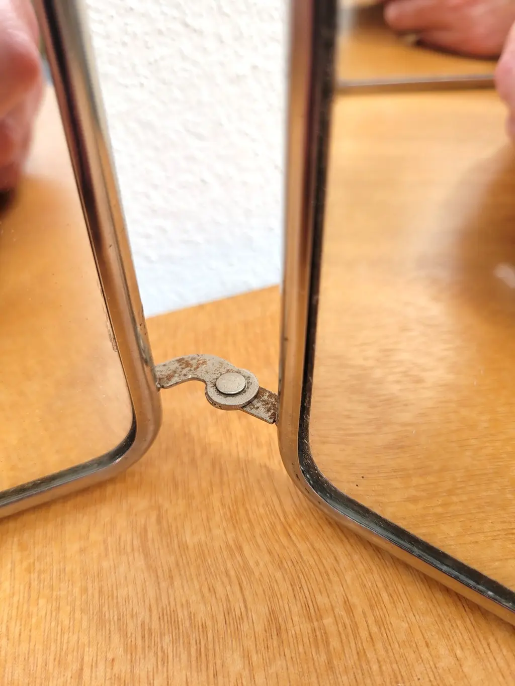 Miroir de barbier triptyque vintage blanc 03