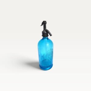 Siphon de bistrot vintage en verre bleu Perin Nogent sur Marne 01