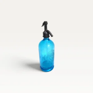 Siphon de bistrot vintage en verre bleu Perin Nogent sur Marne 01