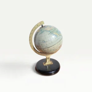 Petit globe terrestre de bureau vintage en tôle années 50 60 England 01