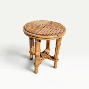 Petit porte plante vintage en rotin années 60 70 01