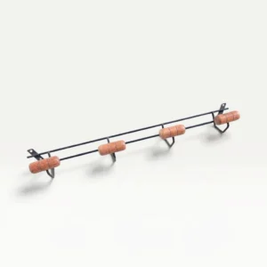 porte manteaux mural vintage metal noir et bois annees 60 05